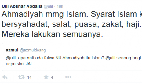 Ulil: Ahmadiyah Islam, Mereka Shalat, Puasa, Zakat, Haji